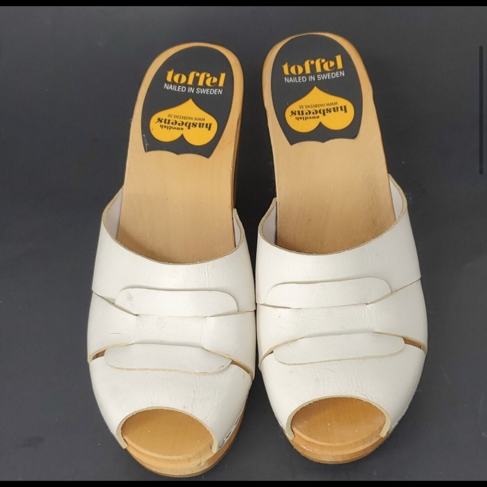 Swedish Hasbeens Peep Toe Clogs size (37) 7